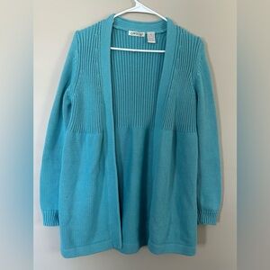 Orvis Teal Open-Front Knit Cardigan
